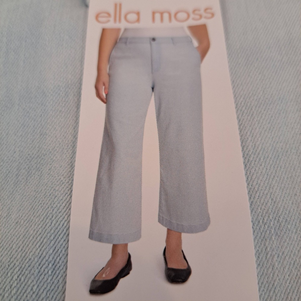 Ella Moss Womens Pants 6 Light Blue NWT‎ Wide Leg Crop High-Rise 1678-252